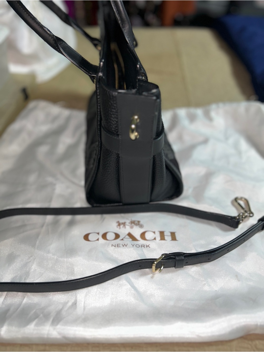 Coach Black Swagger 27 Quilted & Textured Leather Top-Handle Satchel - Picture 7 of 14